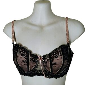 Elle Macpherson Dentelle Lace Balconette Bra Black Blush Demi Underwire